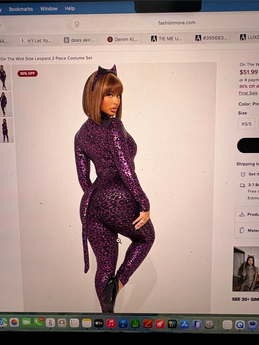 torrid Purple Leopard Print Catsuit with Tail and Ears